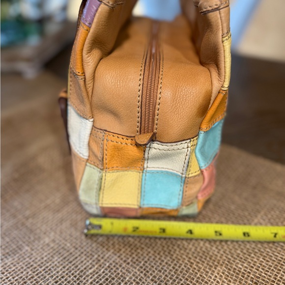 Fossil Multi Colored Patchwork Leather and Suede Handbag Vintage - Picture 6 of 13